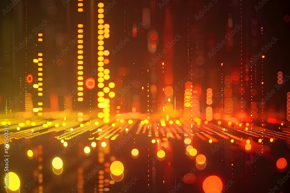 Poster abstract visual representation of glowing particles and light trails in a vibrant digital environmen
