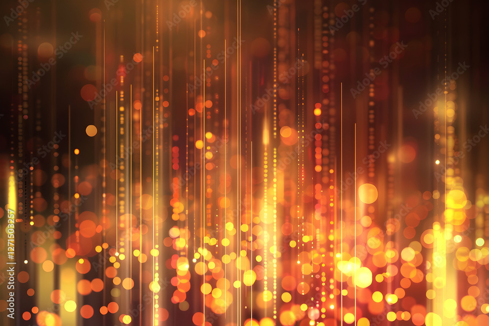 Poster abstract light patterns with golden and orange bokeh effects creating a warm ambiance