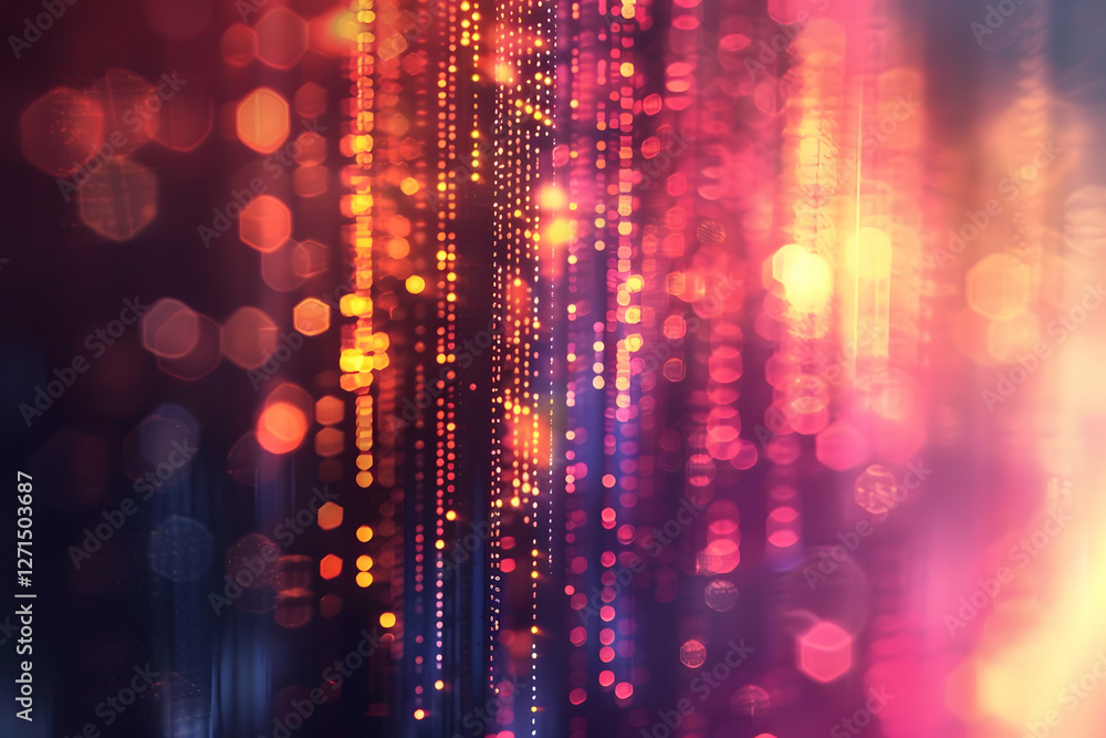 Poster abstract colorful light trails creating a vibrant atmosphere with soft bokeh effects