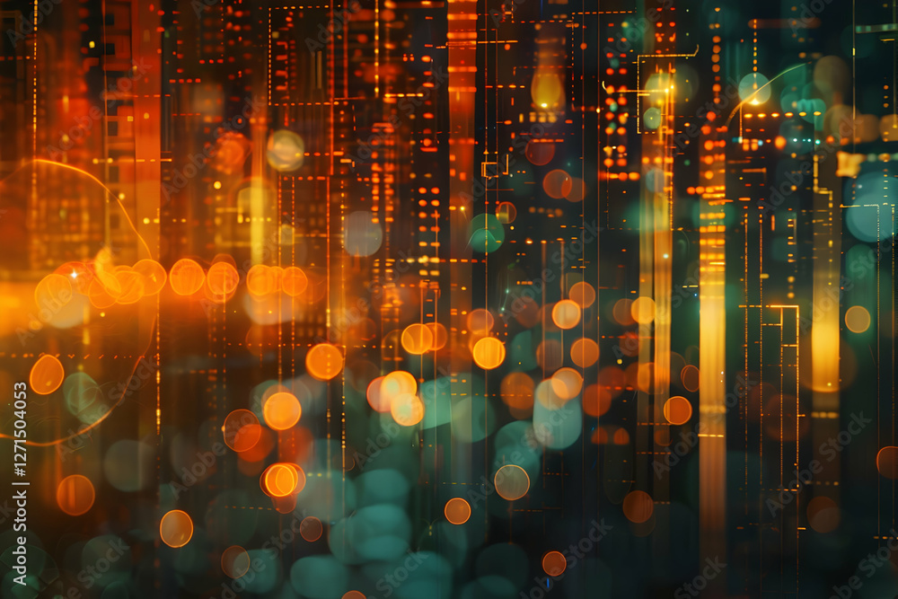 Poster abstract digital background with vibrant lights and patterns creating a futuristic atmosphere (1)