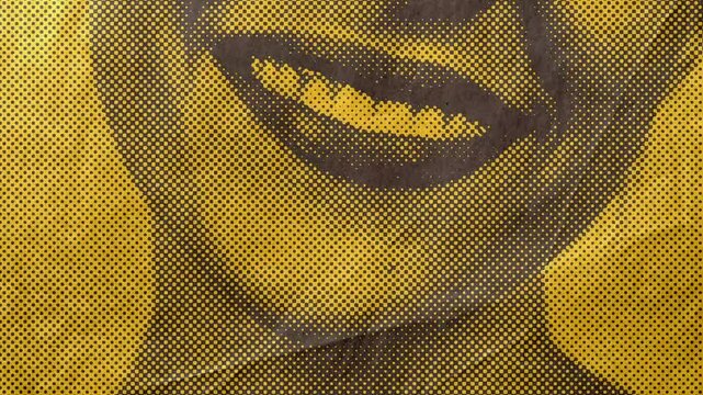 Halftone Animation of Smiling Woman with Dual Tone Color