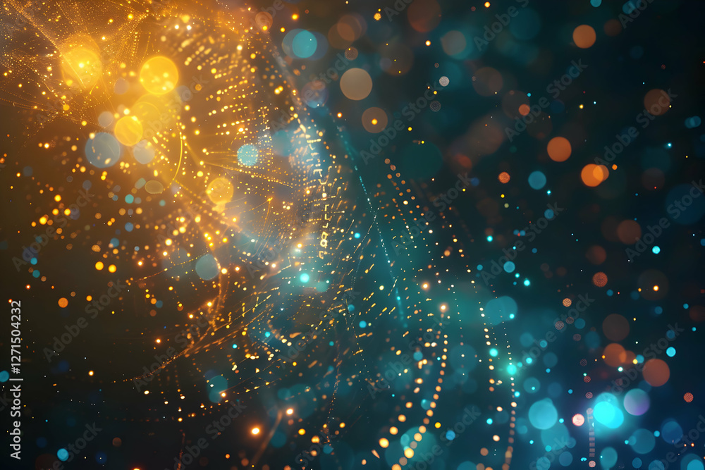 Poster vibrant abstract background with swirling bokeh lights in various colors creating a festive atmosphe