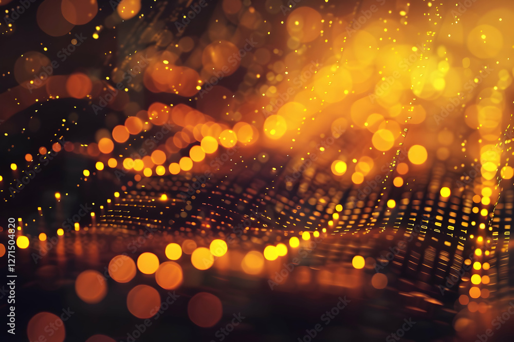 Poster abstract golden bokeh lights creating a warm, shimmering background for creative projects