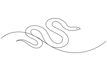 Snake continuous one line drawing and minimalist style isolate outline vector icon