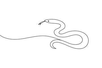 Snake continuous one line drawing and minimalist style isolate outline vector icon