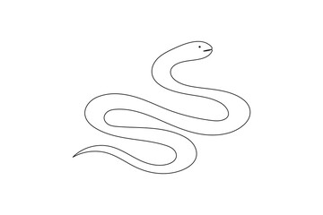 Snake continuous one line drawing and minimalist style isolate outline vector icon
