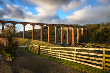 Former Railway Viaduct spans River Tweed at Leaderfoot.  The River Tweed is 97 miles long from...