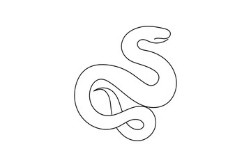 Snake continuous one line drawing and minimalist style isolate outline vector icon