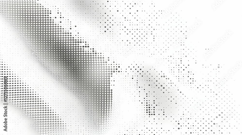 Poster abstract monochrome pattern showcasing textured waves with dotted gradients, suitable for background