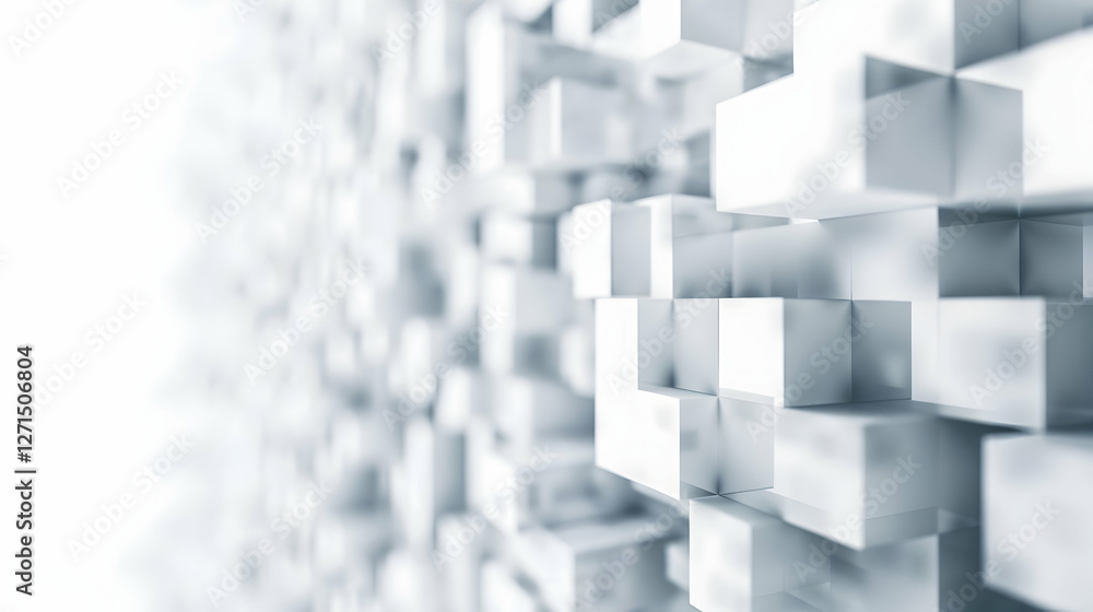 Aufkleber abstract composition of white cubes creating a textured background with depth and dimension