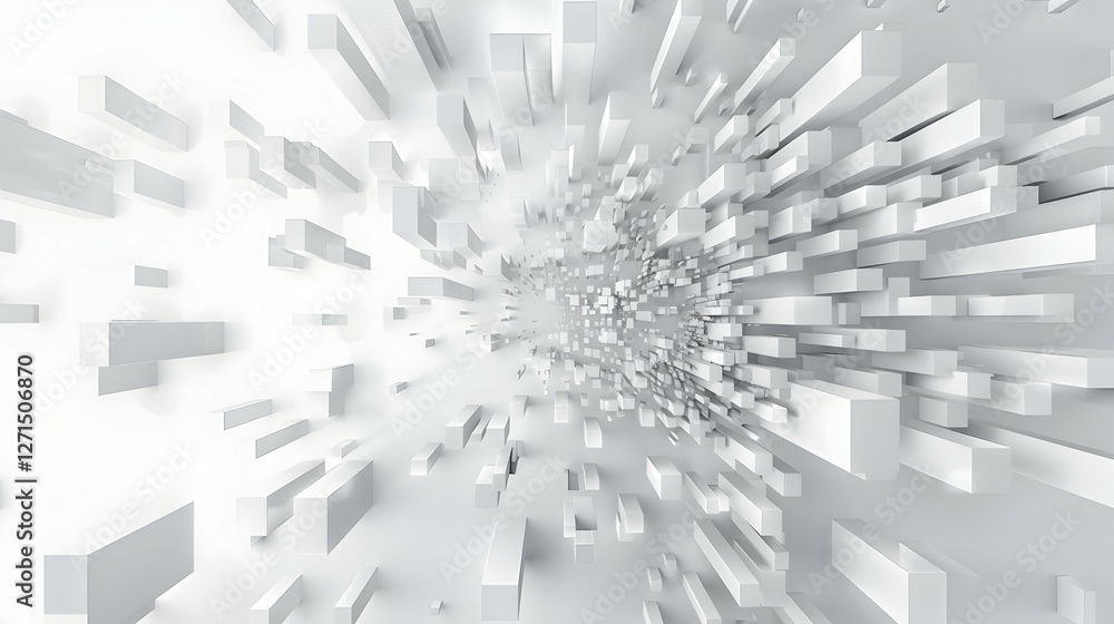 Aufkleber abstract representation of dynamic movement with 3d geometric shapes creating depth and perspective