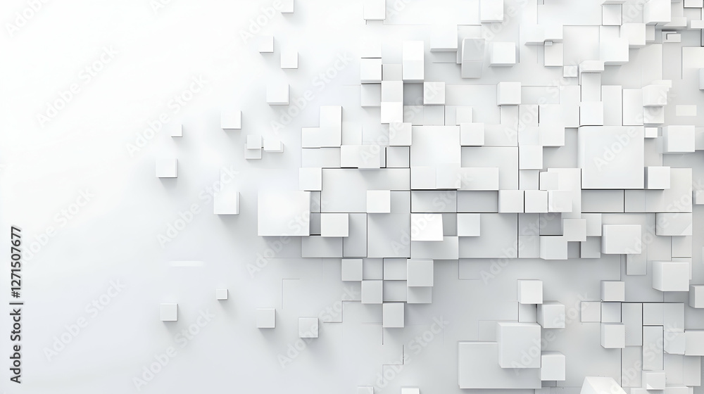 Aufkleber abstract composition of white geometric shapes creating depth and texture on a minimal background