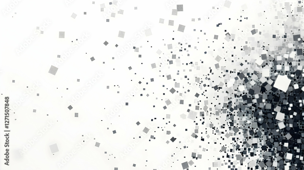 Aufkleber abstract composition of scattered black and white squares creating a dynamic visual effect