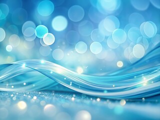 Abstract Light Blue Swirls: Smooth Lines & Bokeh Background Stock Photo
