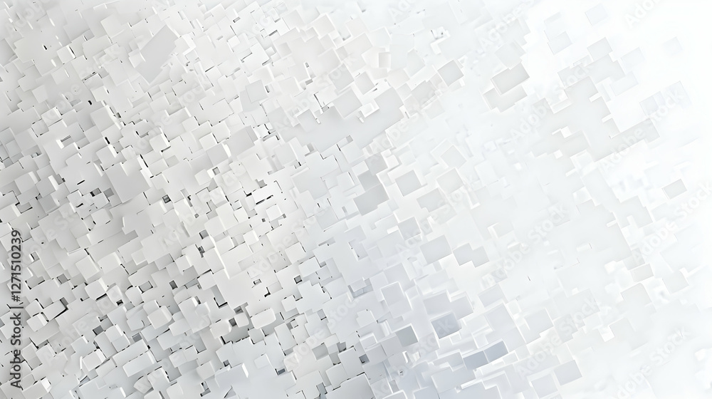 Poster abstract composition of white cubes creating a textured background with subtle depth