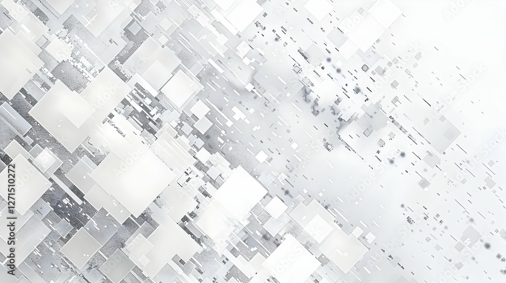 Poster abstract composition of overlapping translucent squares creating a dynamic visual effect