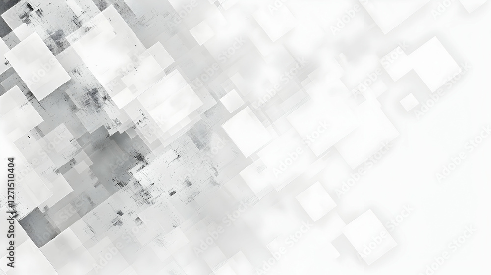 Poster abstract composition of overlapping translucent squares creating a modern digital background