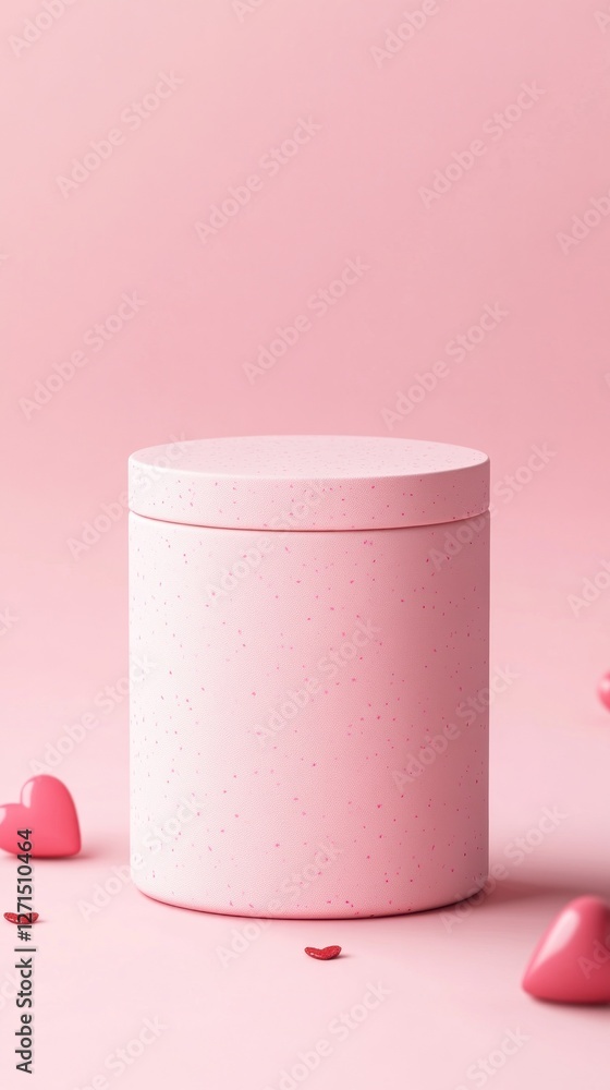 Poster a minimalistic 3d rendering showcases a pink product display podium designed for valentine's day. su