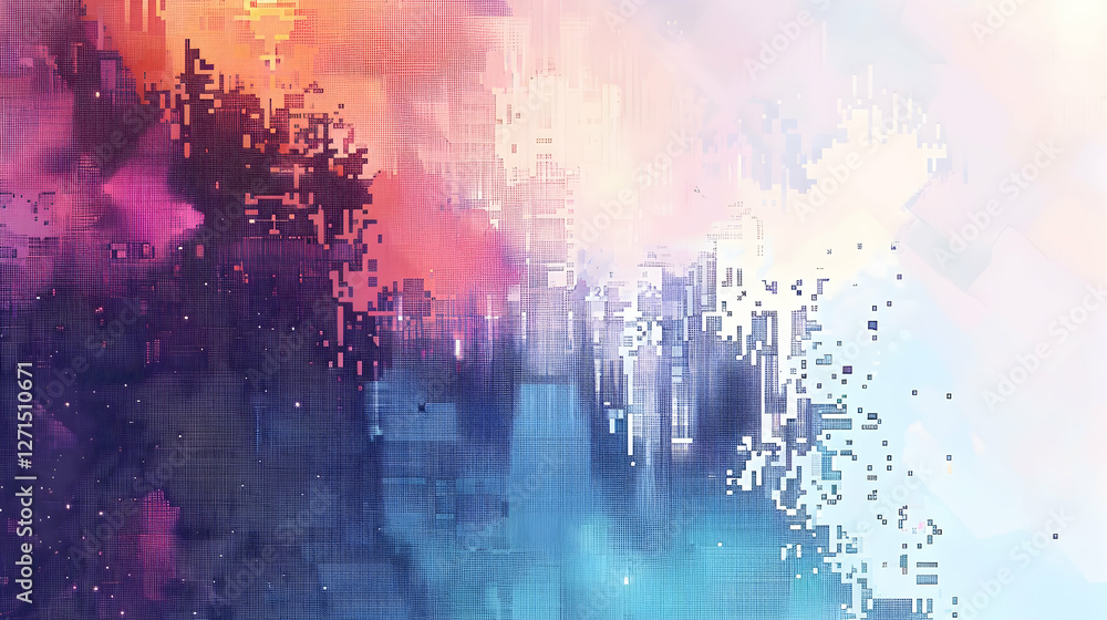 Poster abstract digital art featuring vibrant colors blending seamlessly, creating a visually stunning back