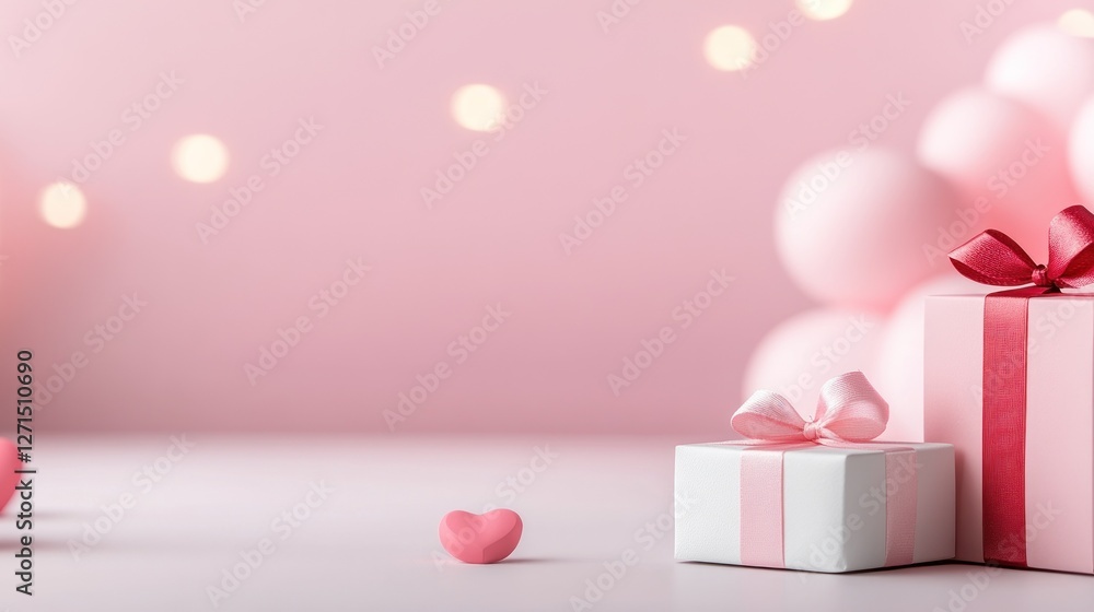 Poster a minimalistic mock up featuring an empty podium designed for valentine's day displays. soft pink co