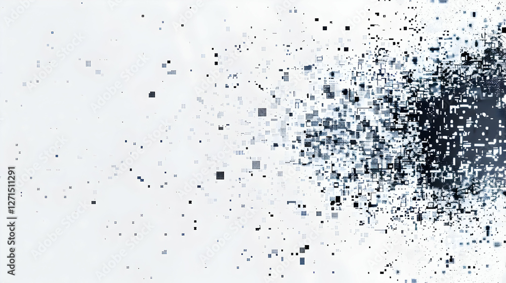 Aufkleber abstract representation of digital fragmentation with scattered squares on a white background