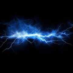 Vivid blue lightning bolt illuminating darkness