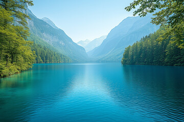 Fototapeta premium mountain lake in the morning