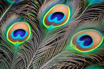 Obraz premium Vibrant Peacock Feathers with Iridescent Colors and Intricate Patterns