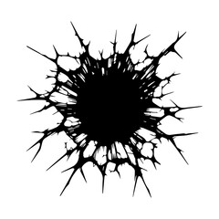  Crack and black hole in the wall or on the ground vector flat design