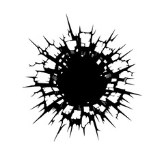  Crack and black hole in the wall or on the ground vector flat design