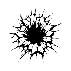  Crack and black hole in the wall or on the ground vector flat design