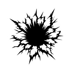  Crack and black hole in the wall or on the ground vector flat design
