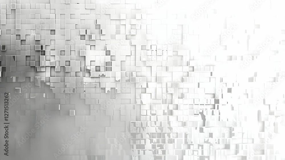 Poster abstract monochrome pixelated background with varying shades and patterns, creating a digital art ef