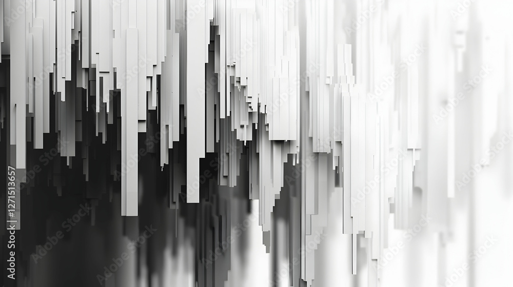 Poster abstract monochrome artwork depicting vertical streaks of varying shades creating a dynamic flow
