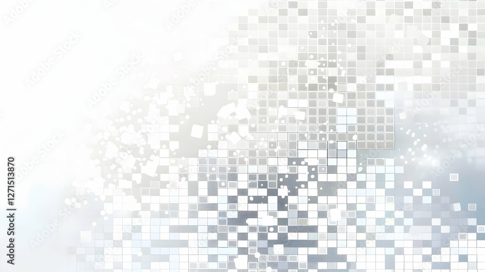 Poster abstract digital background with pixelated patterns and soft light effects, suitable for design use