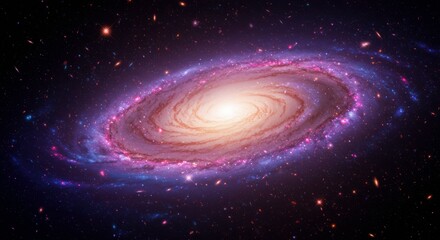 Obraz premium Galactic Vista: A stunning image of a spiral galaxy showcases a swirling expanse of stars, gas, and dust, in an awe-inspiring display of cosmic beauty.