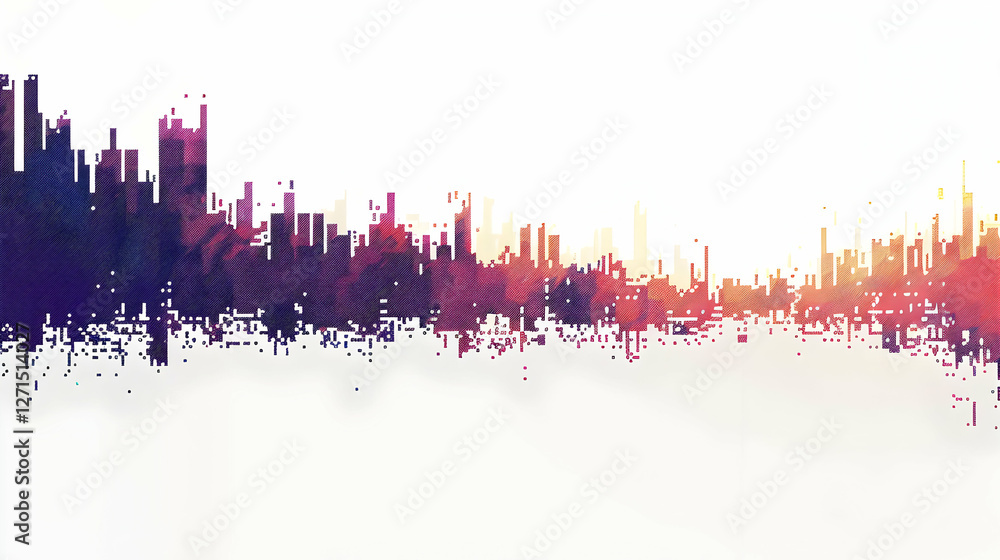 Aufkleber abstract colorful wave pattern representing sound frequencies at sunset with a bright horizon