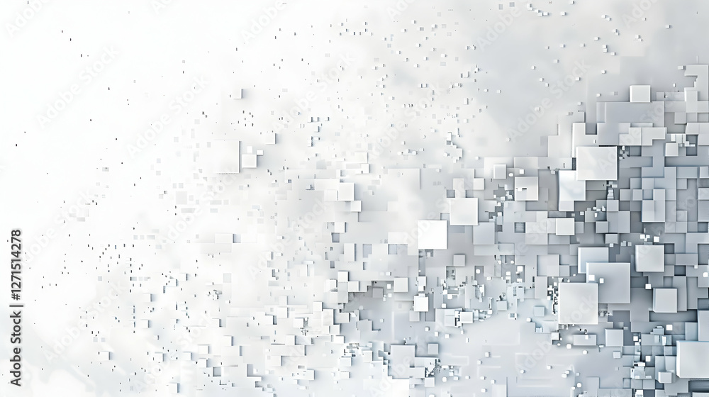 Aufkleber abstract digital background with white and gray squares creating a modern, tech-inspired design