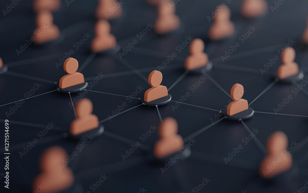 Poster digital hr network with multiple connected human resource icons.