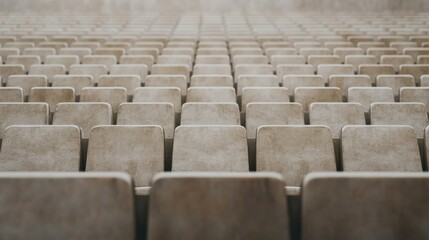 Fototapeta premium Empty stadium seats, perspective view. Possible use Stock photo for architectural or event planning