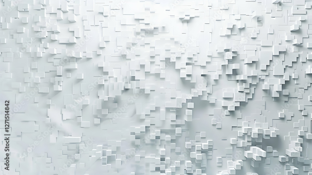 Poster abstract white textured background with 3d cubes creating a dynamic visual effect