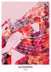 Alexandria City Downtown Street Map, watercolor city, watercolor paint, modern city, urban city, hand paint, travel city, travel destination, city background, city banner