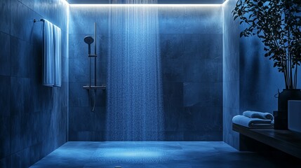Modern Bathroom with Spa-like Shower Experience and Soft Lighting