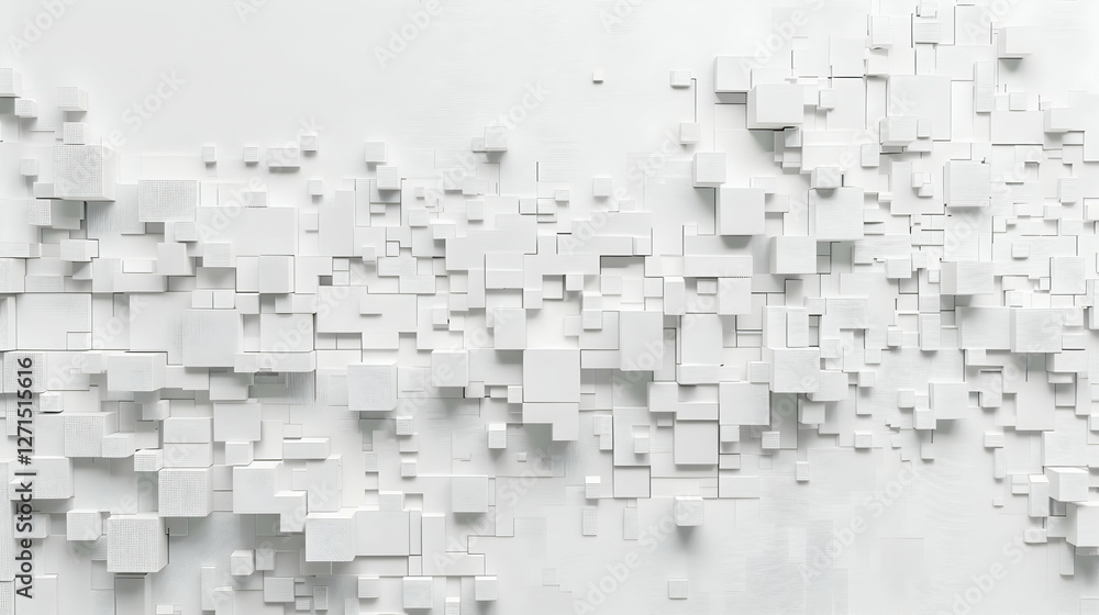 Poster abstract white geometric background with 3d cubes creating a modern artistic texture