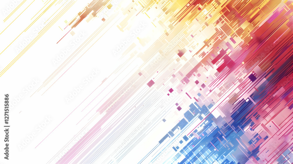 Poster abstract colorful digital art depicting dynamic lines and shapes in vibrant hues