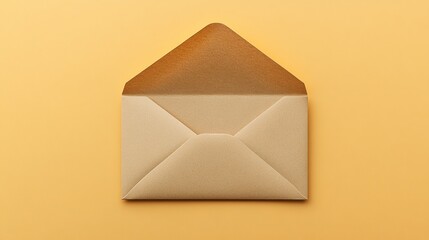 Open Brown Envelope on Light Orange Background