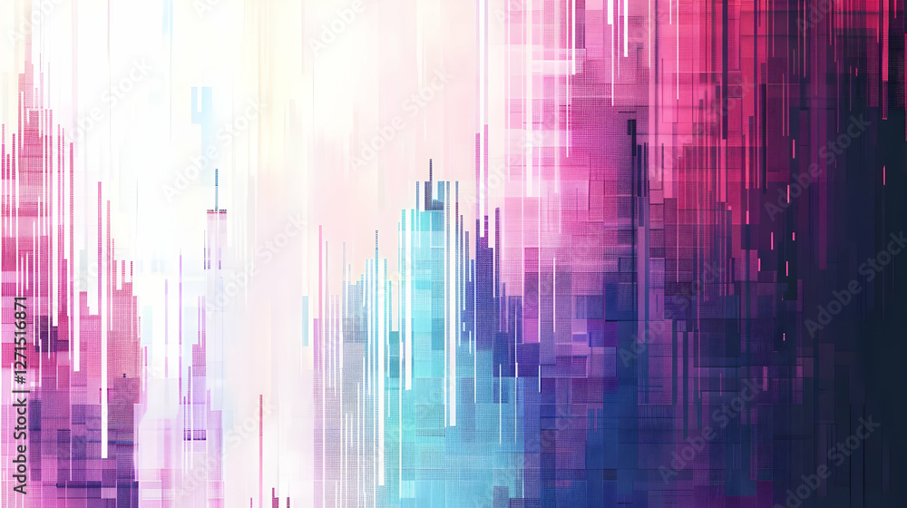 Poster abstract digital art with vibrant colors and patterns, creating a visually striking background