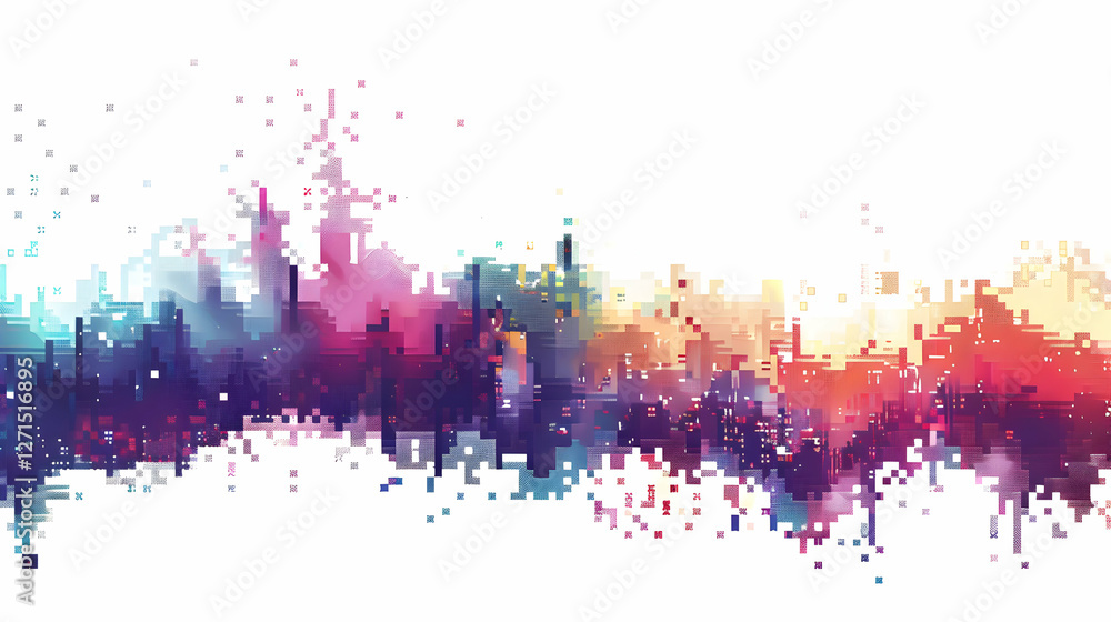 Poster abstract colorful wave pattern representing sound waves or digital art in a vibrant spectrum