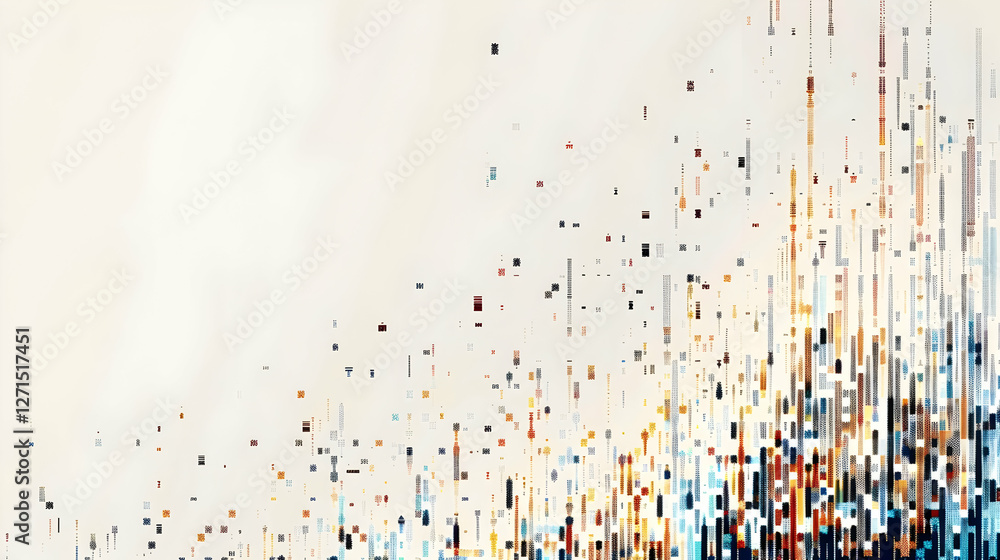 Poster abstract digital art depicting vibrant vertical lines and colors creating a dynamic visual effect