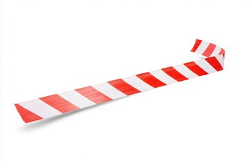 Horizontal red and white police tape on a white background, signaling caution.